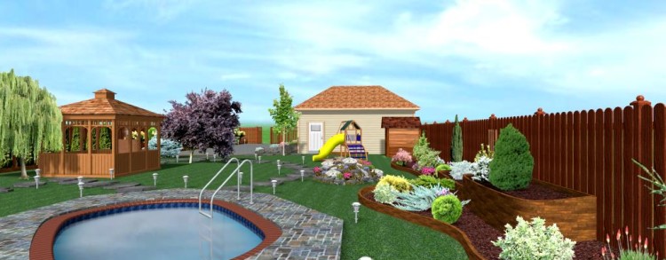 Proiect gradina 3D cu piscina